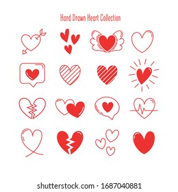 Hand drawn hearts. Vector set design elements for Valentine's day