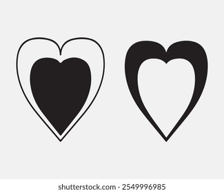 Corazones dibujados a mano. Conjunto de iconos de Vector.