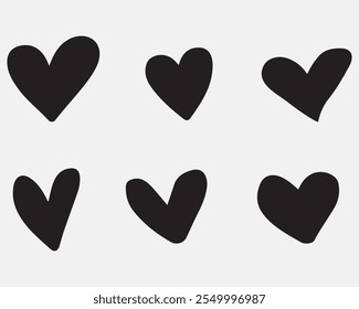 Hand drawn hearts. Vector symbol icon set.