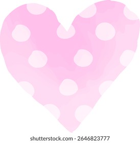 Hand drawn hearts. Watercolor vector illustration.  Polka dot pattern.