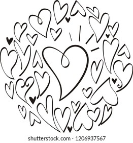 Hand drawn Hearts,vector illustration