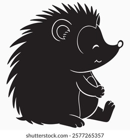 Hand drawn hedgehog animal silhouette