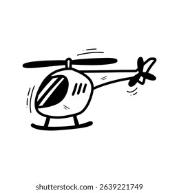 Hand Drawn Helicopter Illustration. Doodle Vector. Isolated on White Background - EPS 10 Vector