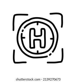 hand drawn heliport icon illustration