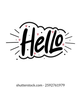 Hand Drawn Hello Lettering Vector Design.