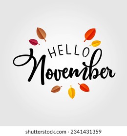 Hand drawn hello november banner template for autumn celebration. welcome november. november with autumn vibe.