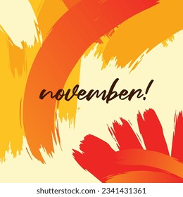 Hand drawn hello november banner template for autumn celebration. welcome november. november with autumn vibe.