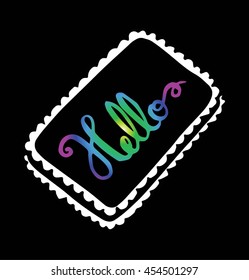 hand drawn hello on black background. Modern calligraphy. Printable wall art