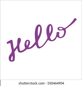 Hand drawn 'hello" sign. Hand drawn calligraphy. Good for use and design. Hello hand-lettering. Handmade vector calligraphy