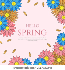 Hand drawn hello spring banner. - Vector.