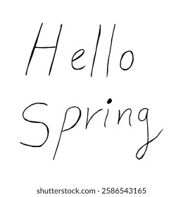 Hand Drawn "Hello Spring" Typography, Elegant Handwritten Lettering Vector for Seasonal and Nature Inspired Designs