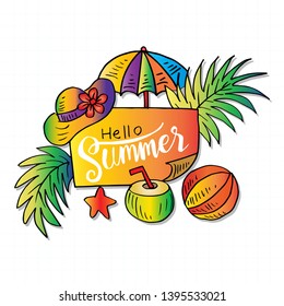 Hand drawn hello summer background