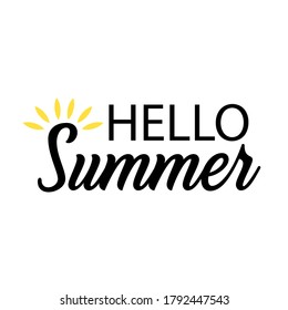 Hand drawn hello summer lettering for decorative design. Isolated Vintage illustration. Vector pattern. Background, wallpaper. Vector hand drawn illustration.