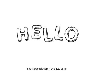 Handgezeichnete Hello Text Schriftart, Vektor-Doodle von Hello Text Typografie