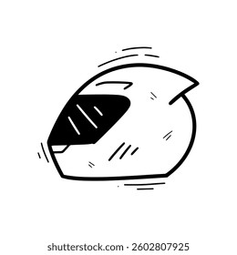 Hand Drawn Helmet Illustration. Doodle Vector. Isolated on White Background - EPS 10 Vector