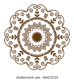 Hand drawn henna abstract mandala pattern flowers and paisley doodle coloring page
