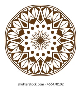 Hand drawn henna abstract mandala pattern flowers and paisley doodle coloring page