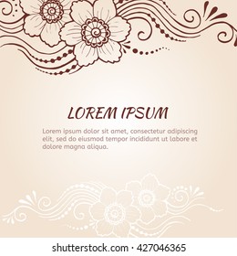 Hand drawn henna pattern design with paisley flower. Indian mehndi background. Floral paisley pattern. Henna ornament.