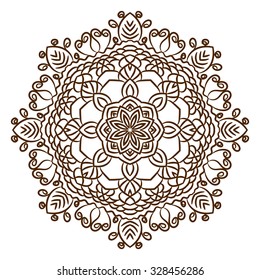 Hand drawn henna tattoo mandala. Vector lace ornament. Indian, asian or arabic art.