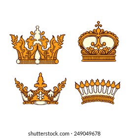 hand drawn heraldic crown set