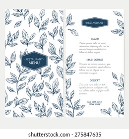 Hand drawn herb restaurant menu. Vector illustration