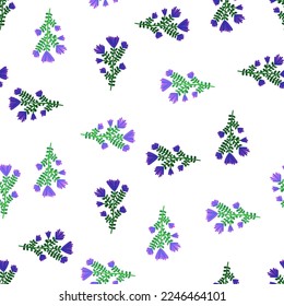 Patrón inestable de hierbas extraídas a mano. Fondo orgánico a mano libre. Papel de paredes sin fin de flores de bosque decorativo. Diseño para tela, impresión textil, envoltura, cubierta. Ilustración vectorial.