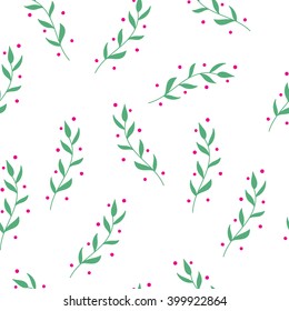 Hand drawn herbs seamless pattern. Cute, colorful vector flowers for postcard and poster modern design. Grandma style flower pattern for textile, wrapping paper, hand drawn style backgrounds.