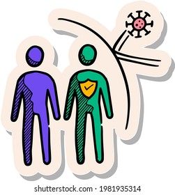 Hand Drawn Herd Immunity Concept Icon In Sticker Style Vector Illustration