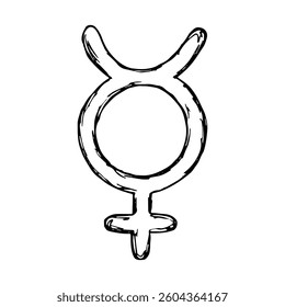 Hand drawn hermaphroditus gender identity icon Symbol used to represent sex and gender