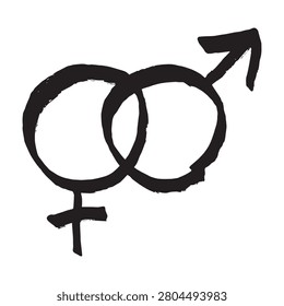 Hand drawn heterosexual gender identity sign Symbol used to represent sex and gender