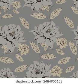 Hand drawn hibiscus seamless pattern. vector background