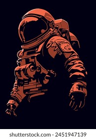 Hand drawn high contrast line astronaut vector illustration