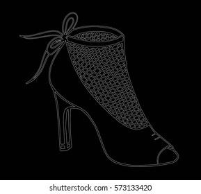Hand drawn high heel shoe doodle style