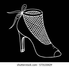 Hand drawn high heel shoe doodle style