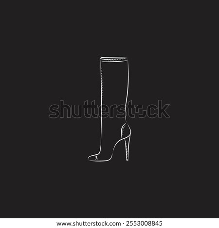 Hand drawn high heels boot Winter Shoes flat vector design