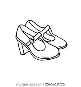 hand drawn of high heels cartoon