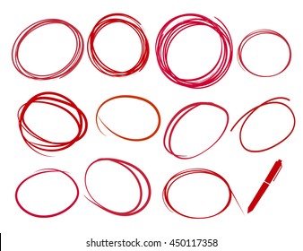 hand drawn highlight bubbles and pen, red highlighting frames