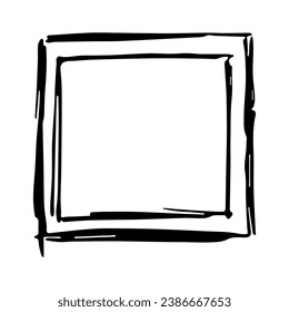 Hand drawn highlight illustration. Marker frame clipart. Ink scribble square. Single element