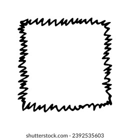 Ilustración de resaltado dibujada a mano. Marker frame clipart. Cuadrado de garabatos de tinta. Elemento único