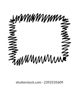 Hand drawn highlight illustration. Marker frame clipart. Ink scribble square. Single element