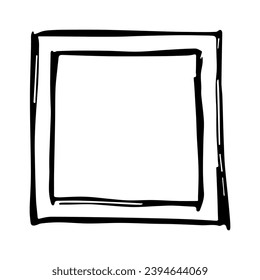 Hand drawn highlight illustration. Marker frame clipart. Ink scribble square. Single element