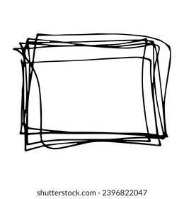 Hand drawn highlight illustration. Marker frame clipart. Ink scribble square. Single element