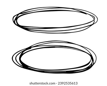 Hand drawn highlight oval illustration. Marker frame clipart. Ink scribble circle. Single element