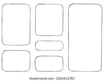 Hand drawn highlighter rectangle vector set