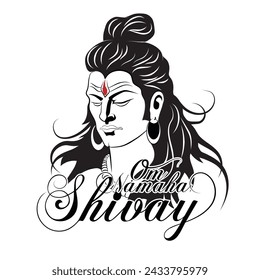 hand drawn Hindu God, Lord Shiv vector art, Vector illustration of God Shiva