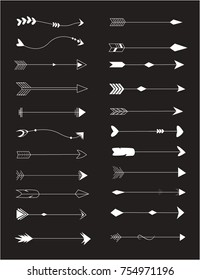 Hand drawn hipster arrow set made in vector.