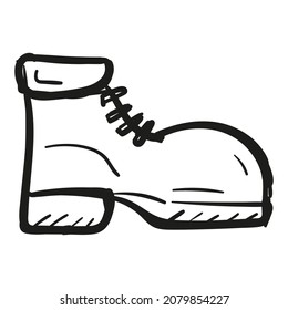 Icono de hipster dibujado a mano de Boot en estilo doodle aislado