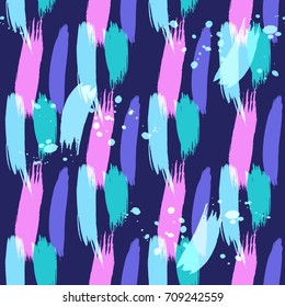 Hand Drawn Hipster Brushstroke Shapes Seamless Pattern Texture .Fun Neon Color Illustration