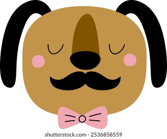 Hand Drawn Hipster Dog Portrait Vector Illustration