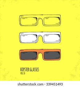 Hand Drawn Hipster Glasses Illustration - Vol. 10. - Hand Drawn Doodle Hipster Fashion Accessory Set - Infographic, Webdesign or Life Style Resource - Vector Illustration